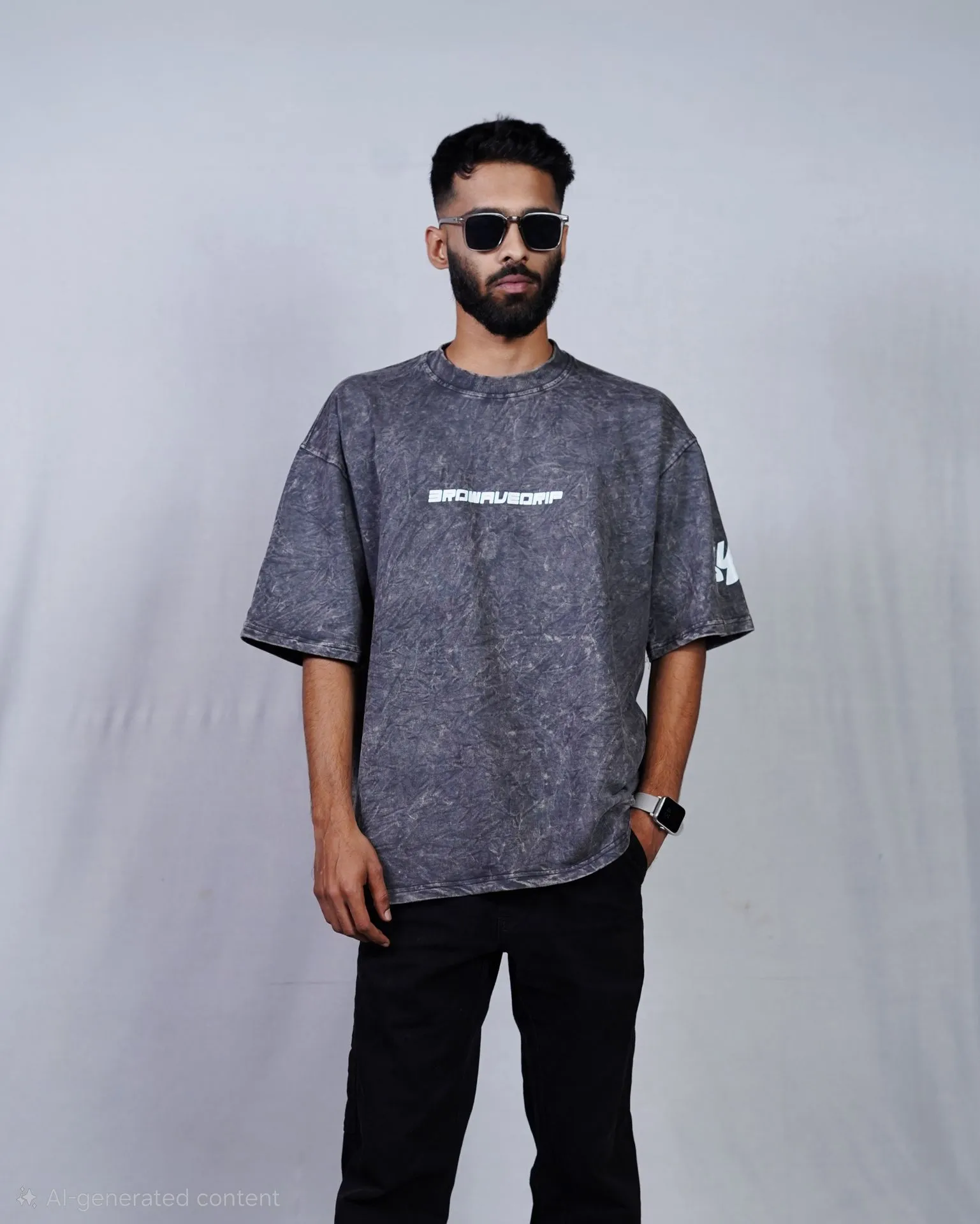 OVERSIZED GREY ACID WASH DREAMS TEE